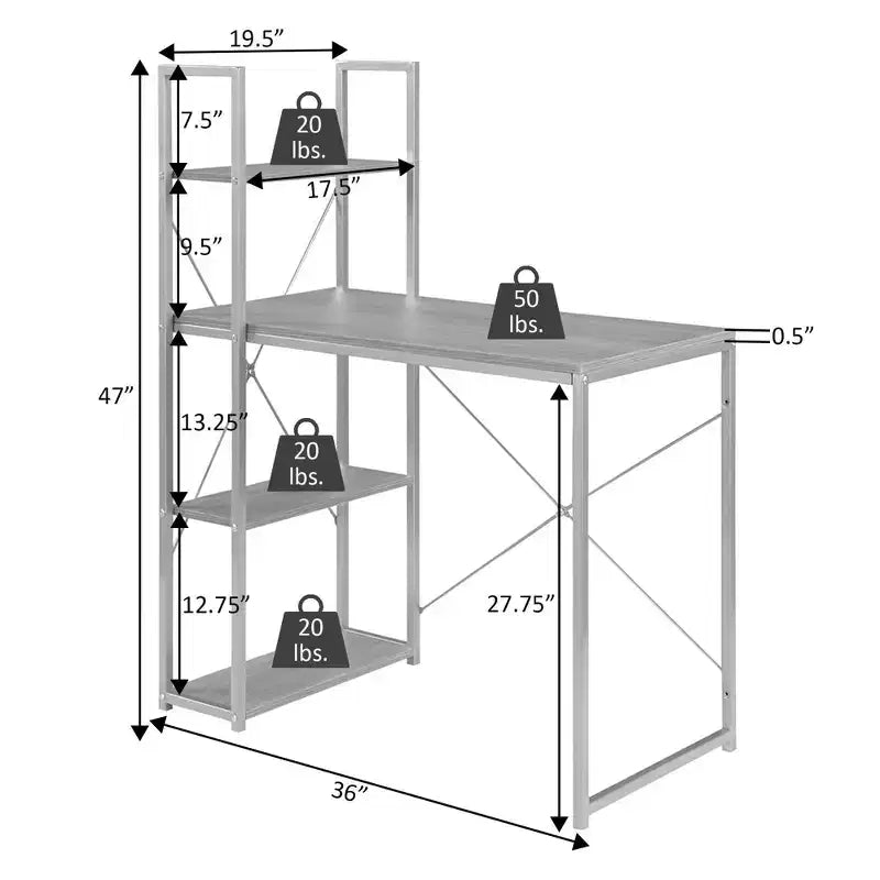Designs2Go Office Workstation with Shelves - Breighton Home