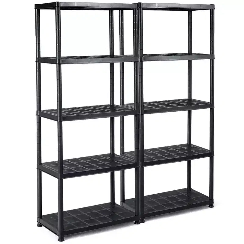 Costway 2 PCS 5-Tier 16.5lbs Ventilated Shelving Rack Free Standing Multi-Use Shelf Unit