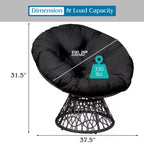 Fauteuil Papasan en rotin Costway, chaise ergonomique pivotante à 360 degrés, coussin moelleux, jardin Rouge/Noir/Vert