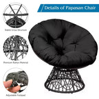 Fauteuil Papasan en rotin Costway, chaise ergonomique pivotante à 360 degrés, coussin moelleux, jardin Rouge/Noir/Vert