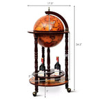 Costway Meuble Bar Globe Terrestre en Bois de 17,5" Style Italien du XVIe Siècle avec Casier à Bouteilles