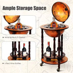 Costway Meuble Bar Globe Terrestre en Bois de 17,5" Style Italien du XVIe Siècle avec Casier à Bouteilles