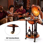 Costway Meuble Bar Globe Terrestre en Bois de 17,5" Style Italien du XVIe Siècle avec Casier à Bouteilles