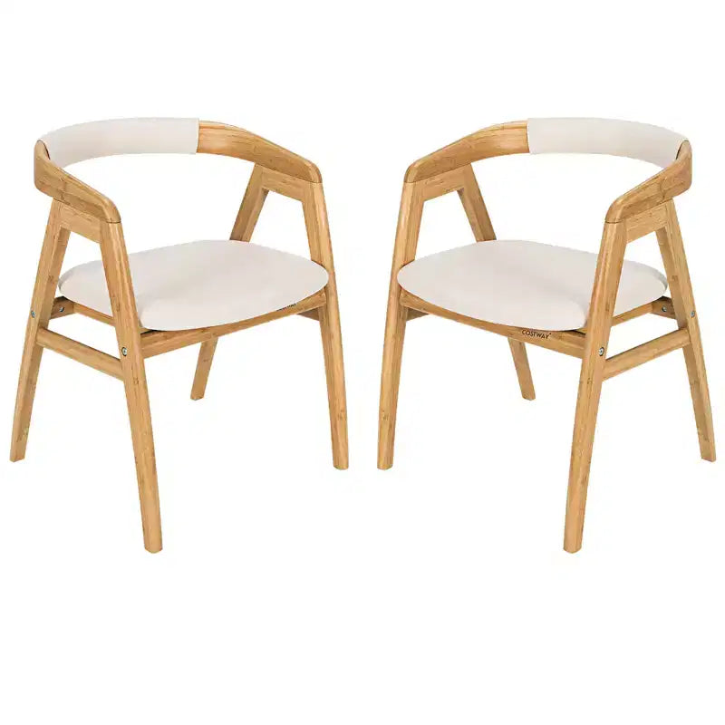 Lot de 2 chaises d'appoint en bambou Costway avec coussin d'assise