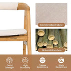 Lot de 2 chaises d'appoint en bambou Costway avec coussin d'assise