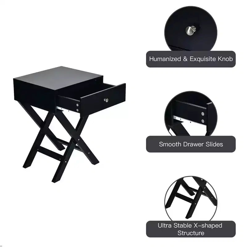 Costway Lot de 2 tables de chevet X Table d'appoint avec tiroir