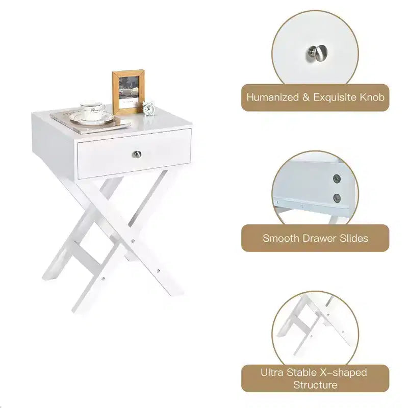 Costway Lot de 2 tables de chevet X Table d'appoint avec tiroir