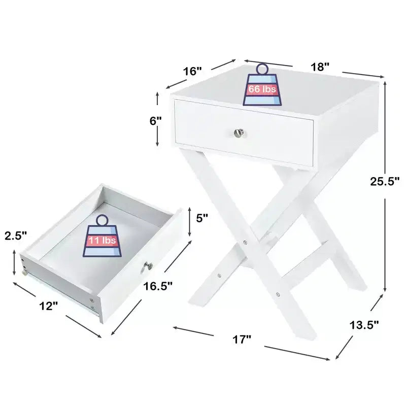 Costway Lot de 2 tables de chevet X Table d'appoint avec tiroir