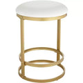 55 Downing Street Palmer Gold Metal Bar Stool 26 High Modern White Fabric Round Cushion with Footrest for Kitchen Counter Height Island Home House