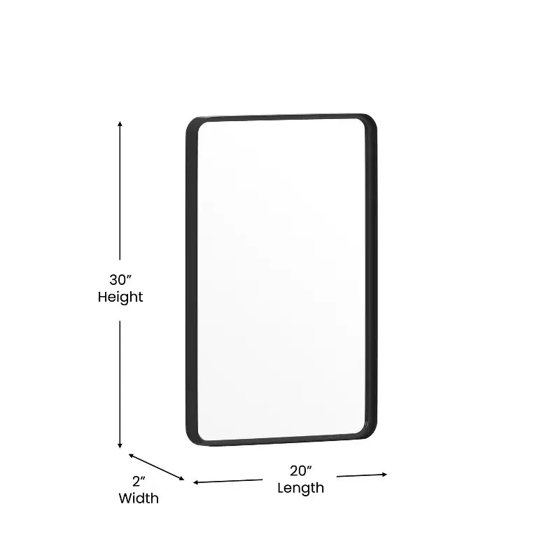 Miroir mural rectangulaire Emma and Oliver 20 x 30 avec cadre noir, dos argenté pour la clarté et verre incassable pour les entrées, les salles de bain et plus encore