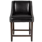 Emma et Oliver – Lot de 2 tabourets de comptoir de 61 cm, style transitionnel, noyer, avec garniture cloutée décorative.