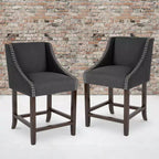 Emma et Oliver – Lot de 2 tabourets de comptoir de 61 cm, style transitionnel, noyer, avec garniture cloutée décorative.