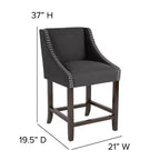 Emma et Oliver – Lot de 2 tabourets de comptoir de 61 cm, style transitionnel, noyer, avec garniture cloutée décorative.