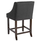 Emma et Oliver – Lot de 2 tabourets de comptoir de 61 cm, style transitionnel, noyer, avec garniture cloutée décorative.