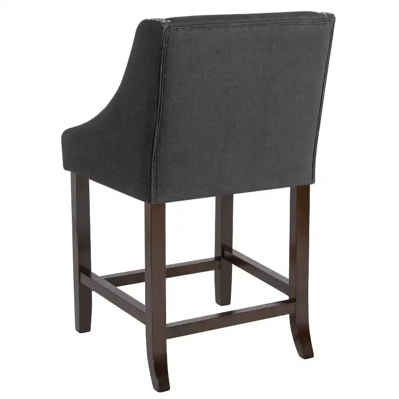 Emma et Oliver – Lot de 2 tabourets de comptoir de 61 cm, style transitionnel, noyer, avec garniture cloutée décorative.