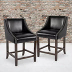 Emma et Oliver – Lot de 2 tabourets de comptoir de 61 cm, style transitionnel, noyer, avec garniture cloutée décorative.