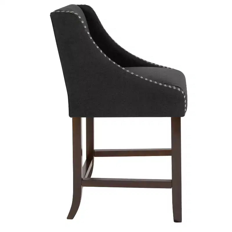 Emma et Oliver – Lot de 2 tabourets de comptoir de 61 cm, style transitionnel, noyer, avec garniture cloutée décorative.