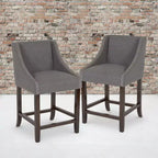 Emma et Oliver – Lot de 2 tabourets de comptoir de 61 cm, style transitionnel, noyer, avec garniture cloutée décorative.