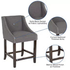 Emma et Oliver – Lot de 2 tabourets de comptoir de 61 cm, style transitionnel, noyer, avec garniture cloutée décorative.