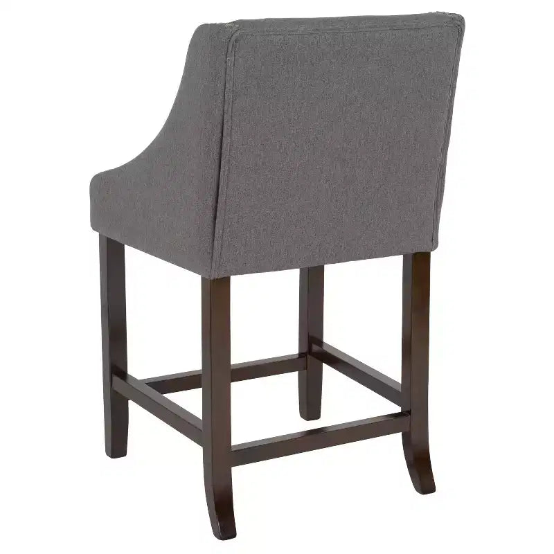 Emma et Oliver – Lot de 2 tabourets de comptoir de 61 cm, style transitionnel, noyer, avec garniture cloutée décorative.