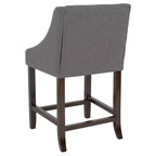 Emma et Oliver – Lot de 2 tabourets de comptoir de 61 cm, style transitionnel, noyer, avec garniture cloutée décorative.
