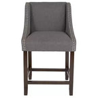 Emma et Oliver – Lot de 2 tabourets de comptoir de 61 cm, style transitionnel, noyer, avec garniture cloutée décorative.