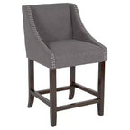 Emma et Oliver – Lot de 2 tabourets de comptoir de 61 cm, style transitionnel, noyer, avec garniture cloutée décorative.