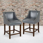 Emma et Oliver – Lot de 2 tabourets de comptoir de 61 cm, style transitionnel, noyer, avec garniture cloutée décorative.