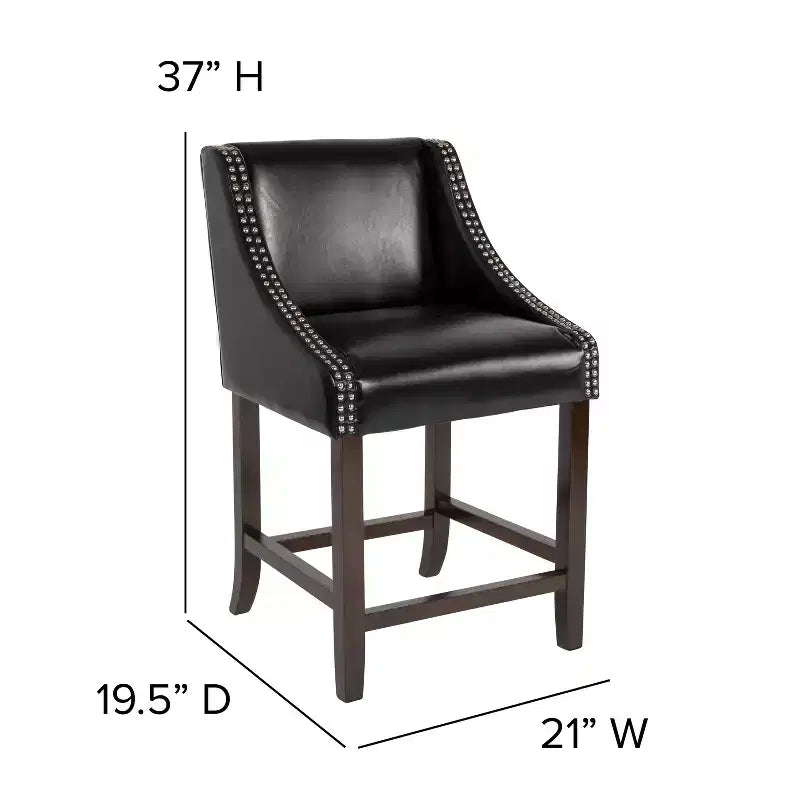Emma et Oliver – Lot de 2 tabourets de comptoir de 61 cm, style transitionnel, noyer, avec garniture cloutée décorative.