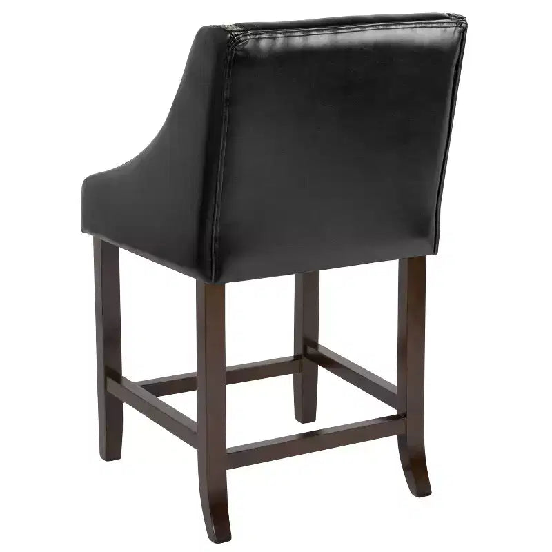 Emma et Oliver – Lot de 2 tabourets de comptoir de 61 cm, style transitionnel, noyer, avec garniture cloutée décorative.