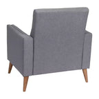 Fauteuil Merrick Lane de style moderne du milieu du siècle avec revêtement en faux lin capitonné et pieds en bois massif
