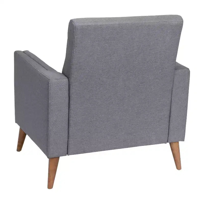 Fauteuil Merrick Lane de style moderne du milieu du siècle avec revêtement en faux lin capitonné et pieds en bois massif