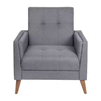 Fauteuil Merrick Lane de style moderne du milieu du siècle avec revêtement en faux lin capitonné et pieds en bois massif