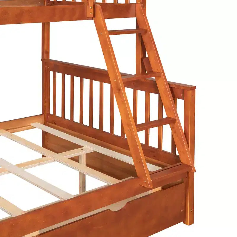 Lit superposé simple sur double avec échelle intégrée et tiroirs, cadre en bois de pin et MDF, convertible en deux lits - ModernLuxe