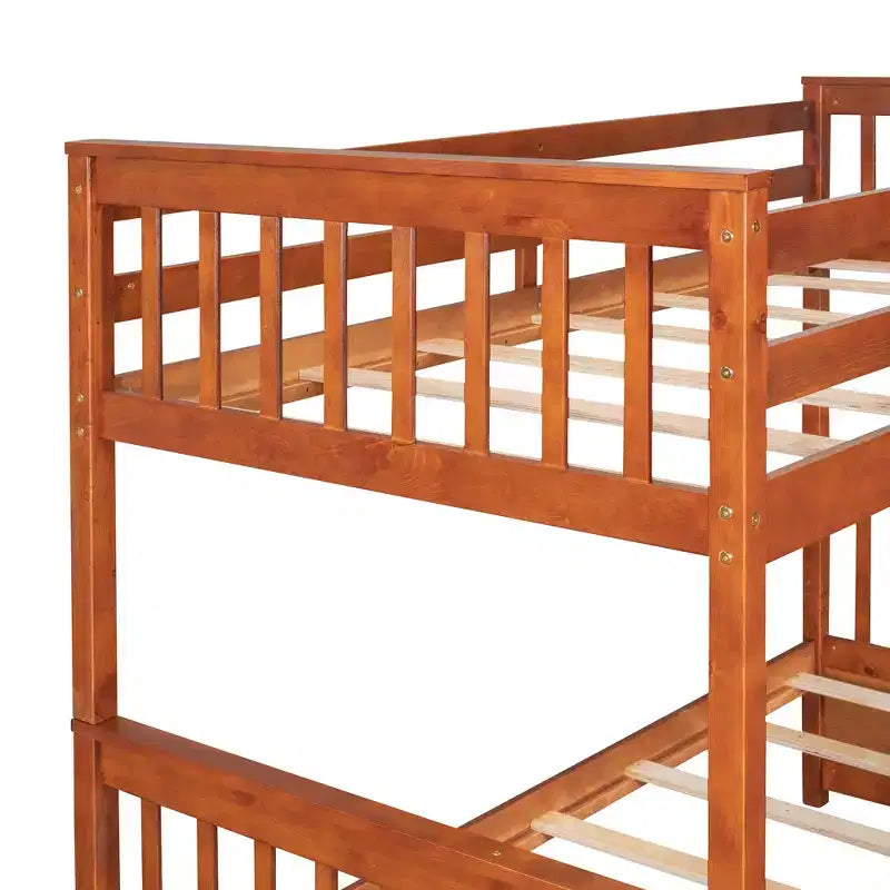 Lit superposé simple sur double avec échelle intégrée et tiroirs, cadre en bois de pin et MDF, convertible en deux lits - ModernLuxe