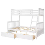 Lit superposé simple sur double avec échelle intégrée et tiroirs, cadre en bois de pin et MDF, convertible en deux lits - ModernLuxe