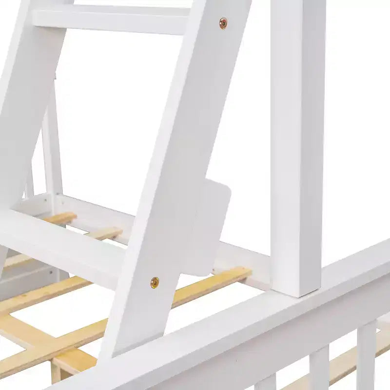 Lit superposé simple sur double avec échelle intégrée et tiroirs, cadre en bois de pin et MDF, convertible en deux lits - ModernLuxe