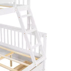 Lit superposé simple sur double avec échelle intégrée et tiroirs, cadre en bois de pin et MDF, convertible en deux lits - ModernLuxe
