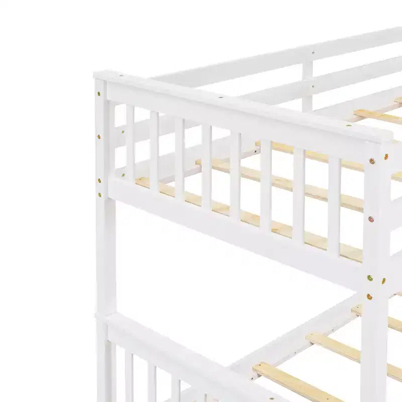 Lit superposé simple sur double avec échelle intégrée et tiroirs, cadre en bois de pin et MDF, convertible en deux lits - ModernLuxe