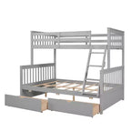 Lit superposé simple sur double avec échelle intégrée et tiroirs, cadre en bois de pin et MDF, convertible en deux lits - ModernLuxe