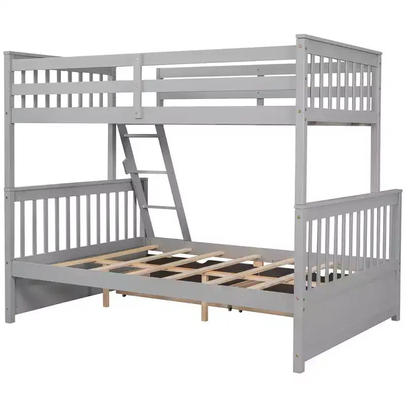 Lit superposé simple sur double avec échelle intégrée et tiroirs, cadre en bois de pin et MDF, convertible en deux lits - ModernLuxe