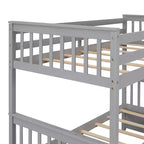 Lit superposé simple sur double avec échelle intégrée et tiroirs, cadre en bois de pin et MDF, convertible en deux lits - ModernLuxe