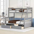 Twin over Full Bunk Bed with Built-in Ladder & Drawers, Pine Wood & MDF Bed Frame, Convertible into Two Beds - ModernLuxe