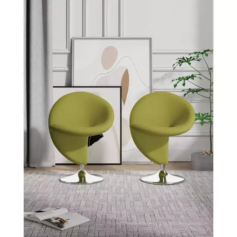 Set of 2 Curl Wool Blend Swivel Accent Chairs - Manhattan Comfort