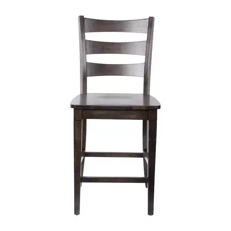 Merrick Lane, ensemble de deux tabourets de bar à hauteur de comptoir classiques en bois à dossier échelle avec sièges en bois massif