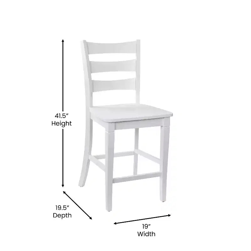 Merrick Lane, ensemble de deux tabourets de bar à hauteur de comptoir classiques en bois à dossier échelle avec sièges en bois massif