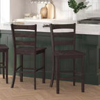 Merrick Lane, ensemble de deux tabourets de bar à hauteur de comptoir classiques en bois à dossier échelle avec sièges en bois massif