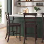 Merrick Lane, ensemble de deux tabourets de bar à hauteur de comptoir classiques en bois à dossier échelle avec sièges en bois massif