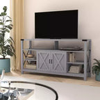 Console multimédia Merrick Lane avec rangements ouverts et fermés