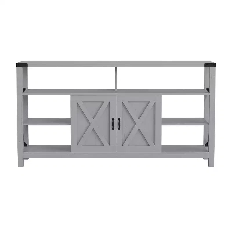Console multimédia Merrick Lane avec rangements ouverts et fermés